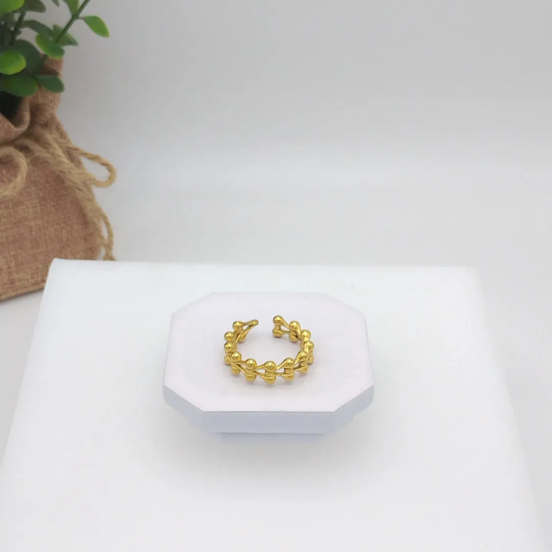 Anillo Ajustable Gotas 6mm Dorado
