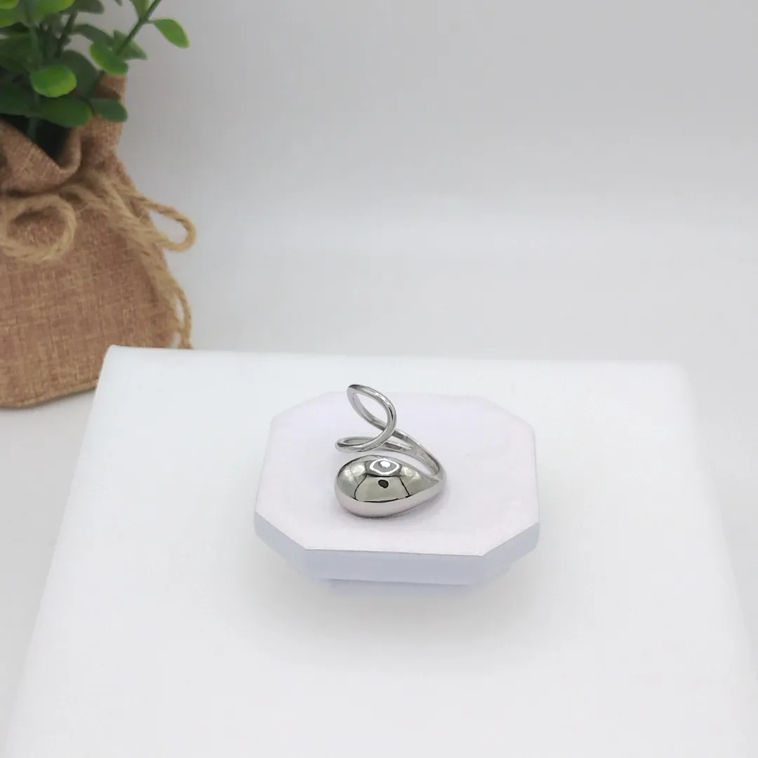 Anillo Doble Ajustable Con Gota 25mm Plateado