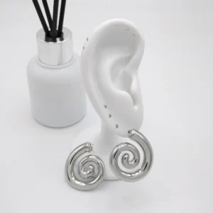 Arracada Espiral Liso 29mm Plateado