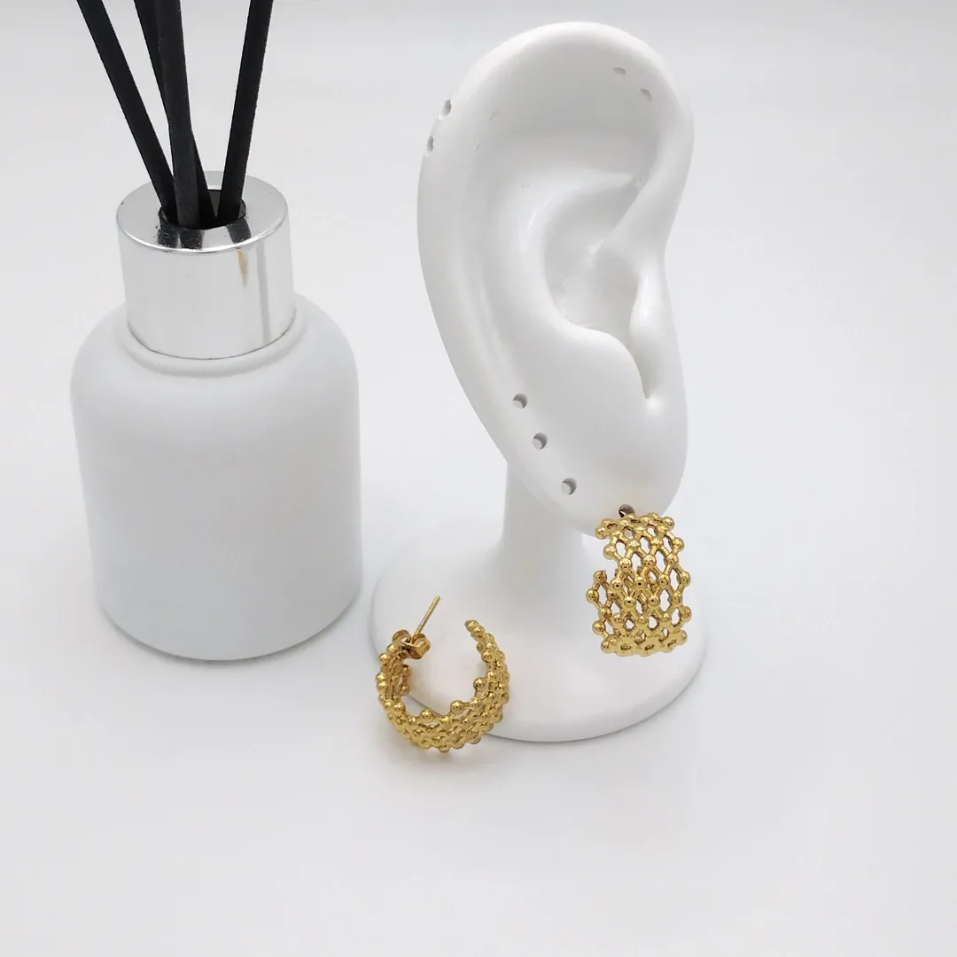 Arracada Tipo Red Con Balin 18mm Dorado