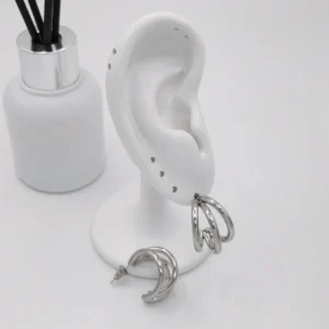Arracada Tubular Triple 20mm Plateado