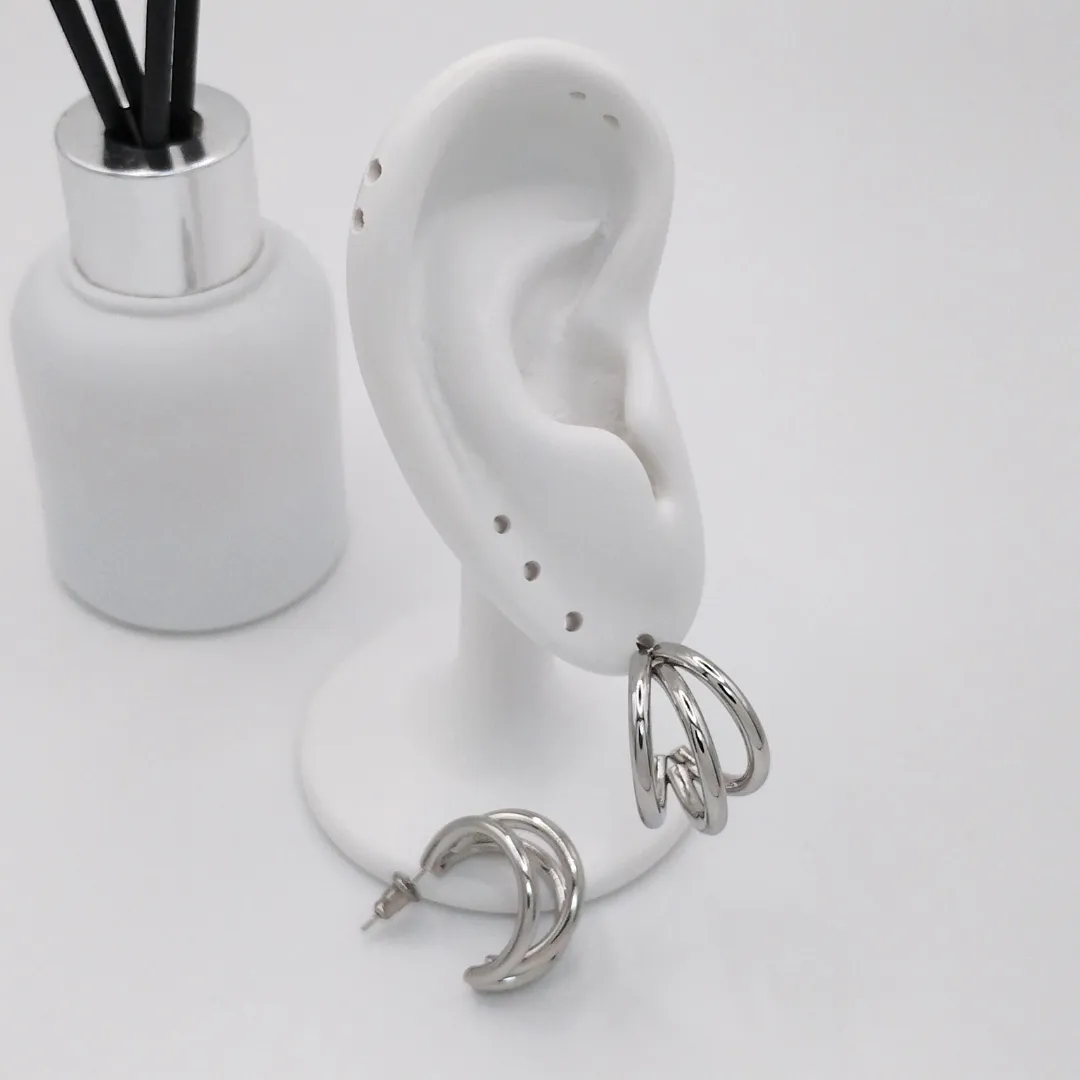 Arracada Tubular Triple 20mm Plateado