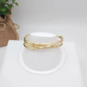 Brazalete Ajustable Lineas Entrelazadas 13mm 14K