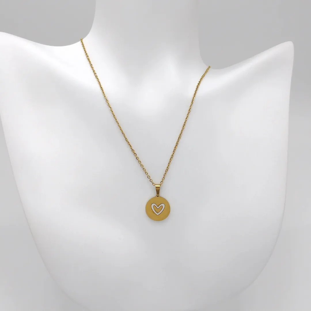 Collar Dije Doble Vista Letra N Cristal 45cm Dorado